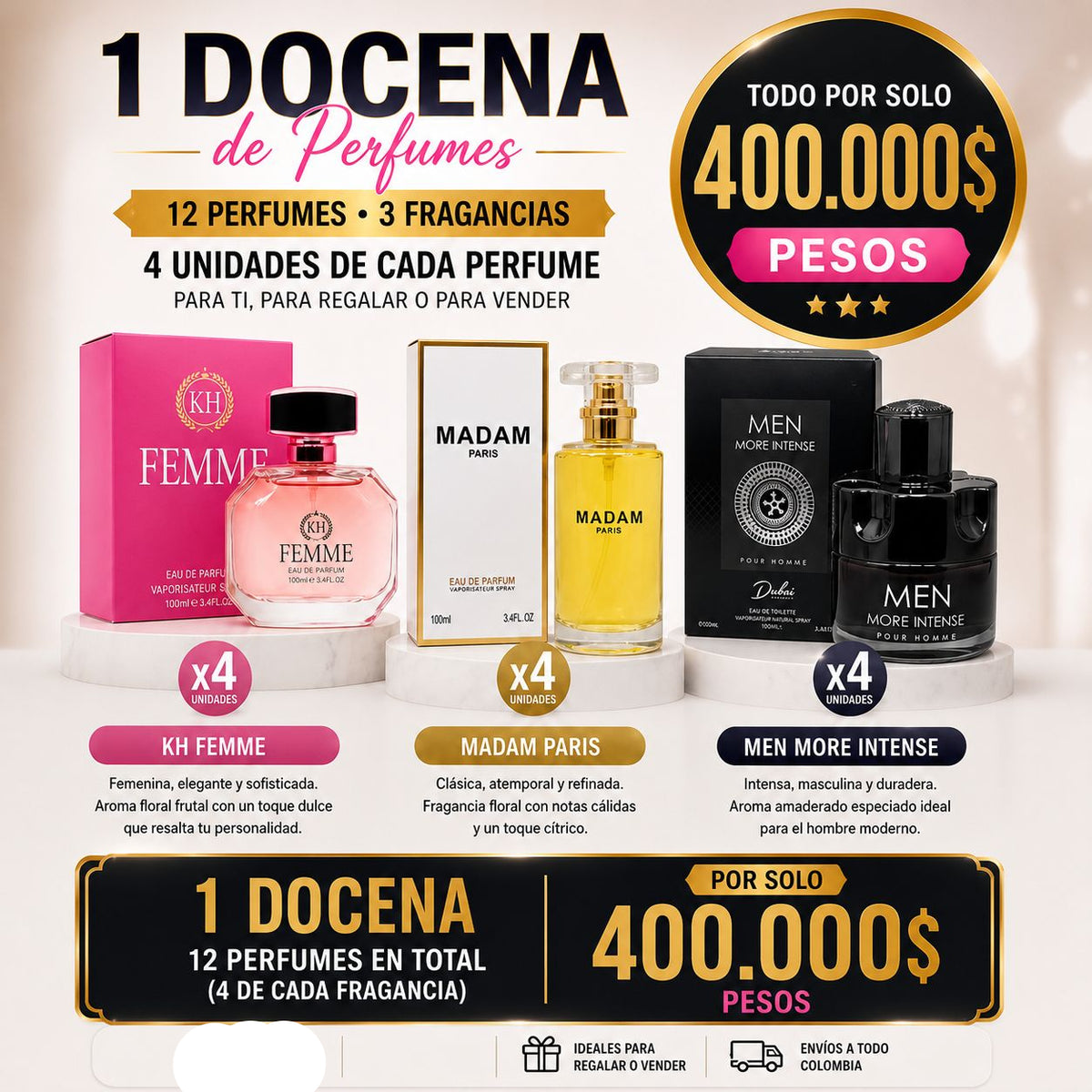 1 Docena de Perfumes – 12 Unidades por 400.000$
