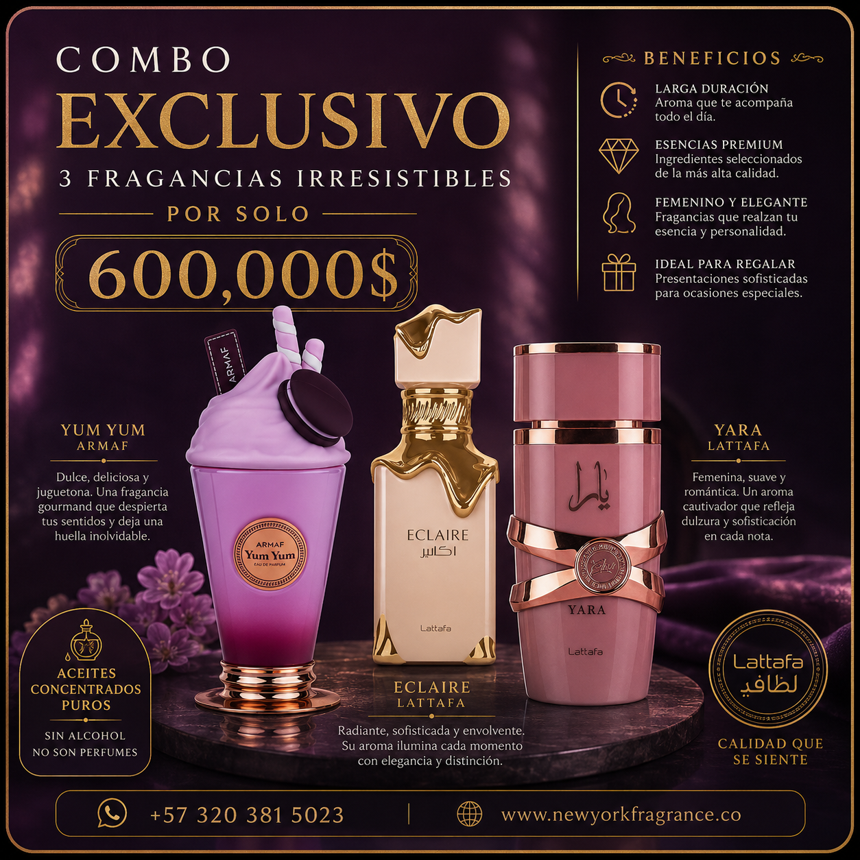 Combo Exclusivo de Perfumes Árabes | Yara, Eclaire & Yum Yum