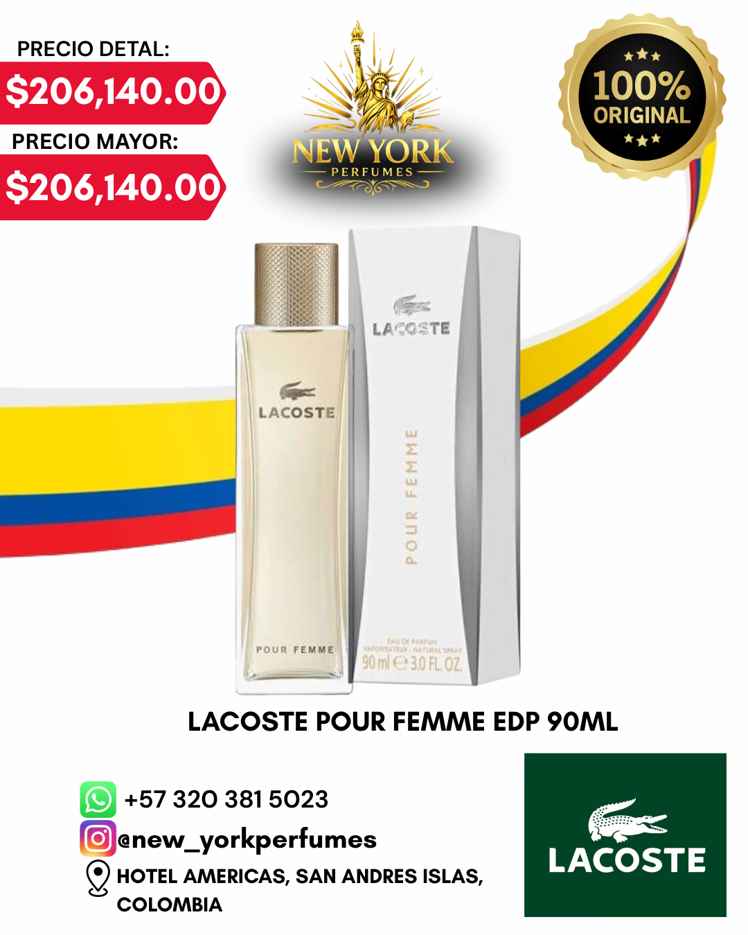 LACOSTE POUR FEMME EDP 90ML