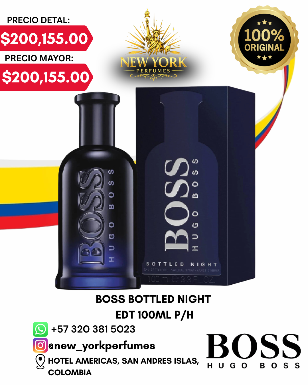 BOSS BOTTLED NIGHT EDT 100ML H/ÉL