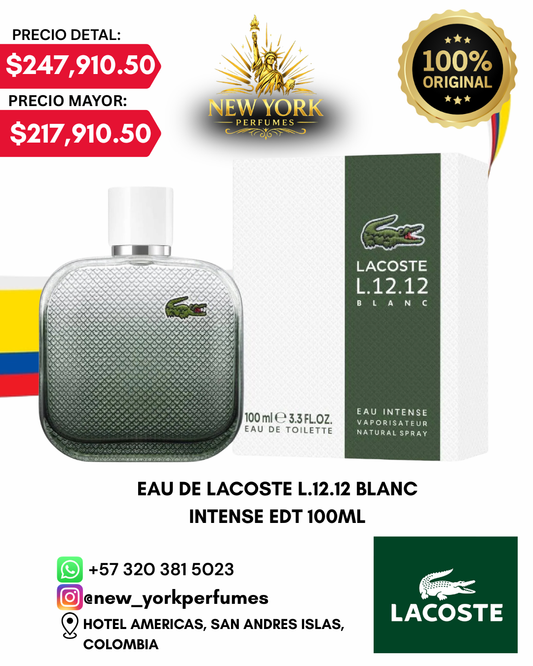 EAU DE LACOSTE L.12.12 BLANC INTENSE EDT 100ML