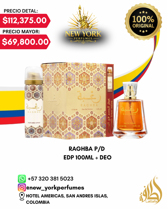 RAGHBA P/D EDP 100ML + DESODORANTE DE LATTAFA