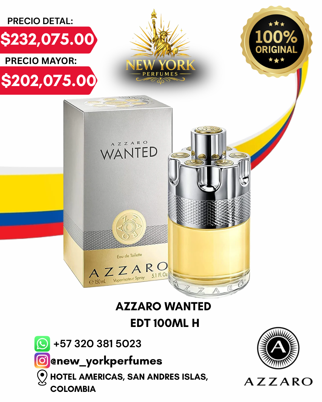AZZARO WANTED EDT 100ML H