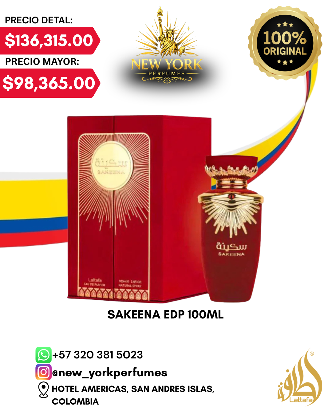 SAKEENA EDP 100ML DE LATTAFA