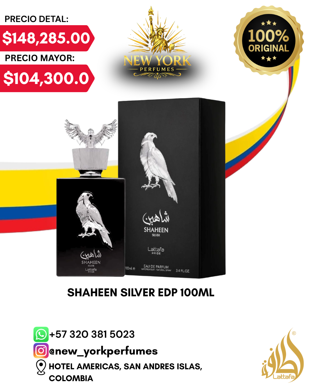 SHAHEEN SILVER EDP 100ML DE LATTAFA