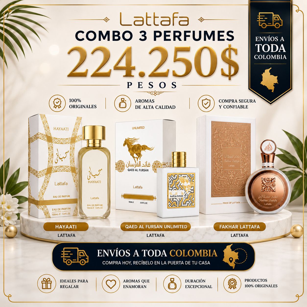 Combo Lattafa – 3 Perfumes Exclusivos